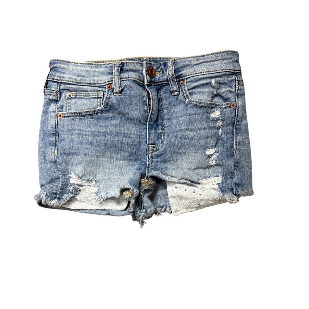 American Eagle Super Stretch Denim Shorts with Eyelet Lace Pockets